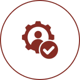 Profile management symbol with approval mark